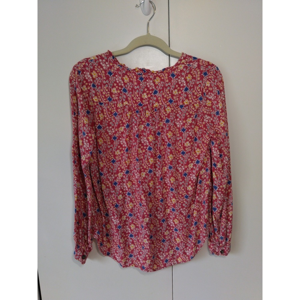 Anthropologie Maeve Floral Ruffled Hem Button Front Marisol Top Size 6 Cottage - Picture 2 of 9